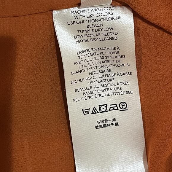 Anthropologie Womens Floral Chiffon Top Large Burnt Orange Floral Long Sleeve - Picture 12 of 13